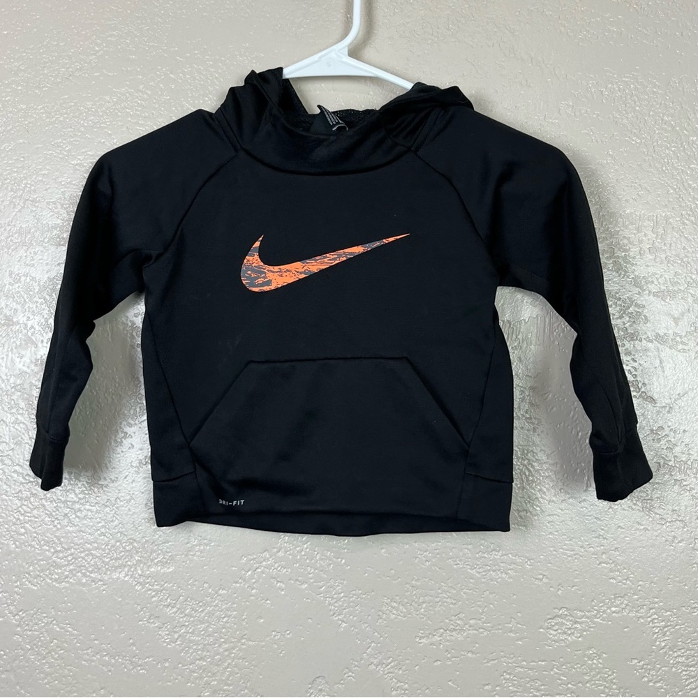 Nike boy long sleeve athletic black orange hoodie sweatshirt size 3T/.‎ 2/3 YRS
